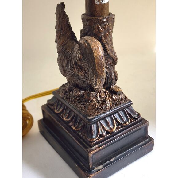 LAMP/TABLE-Rooster-Resin, Brown Rubbed Gold Finish, Toggle Switch, With Shade - Picture 16 of 16